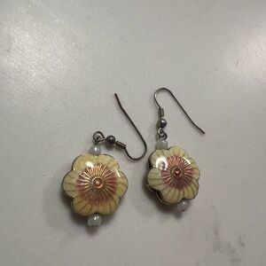 Antique cherry blossom enamel earrings